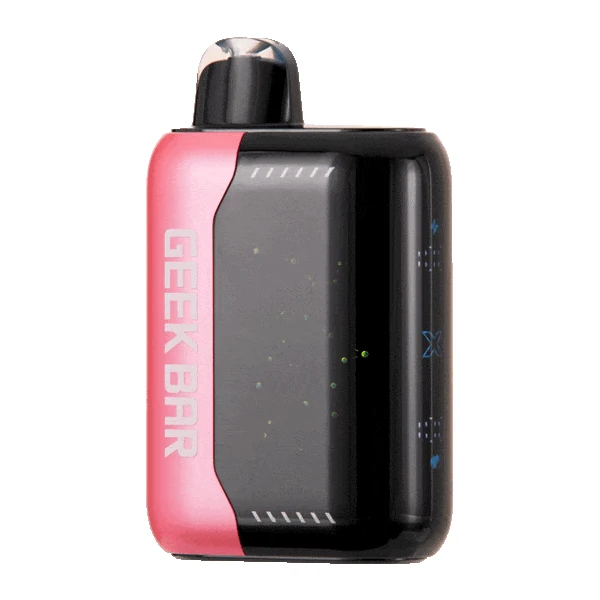 Person holding strawberry peach mint vape device with proper grip technique